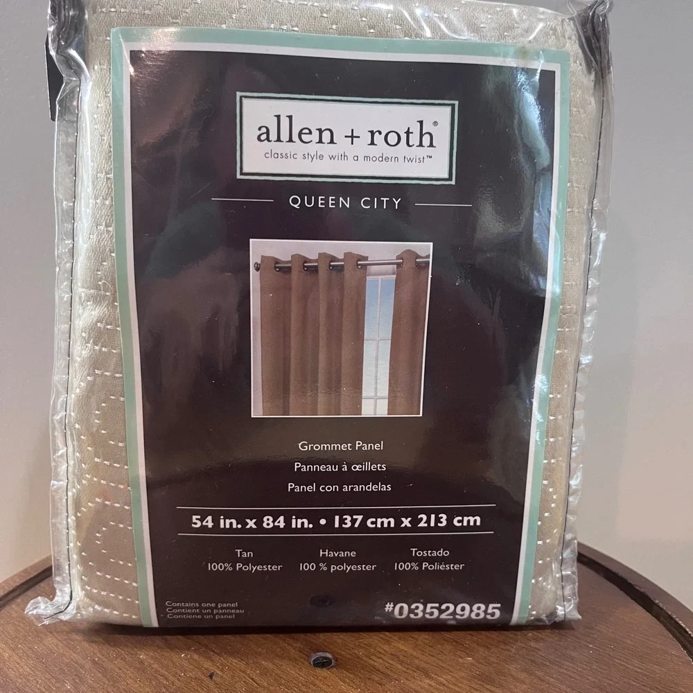 Allen + Roth Queen City Tan Grommet Curtain Panel 54x84 Textured Stitched